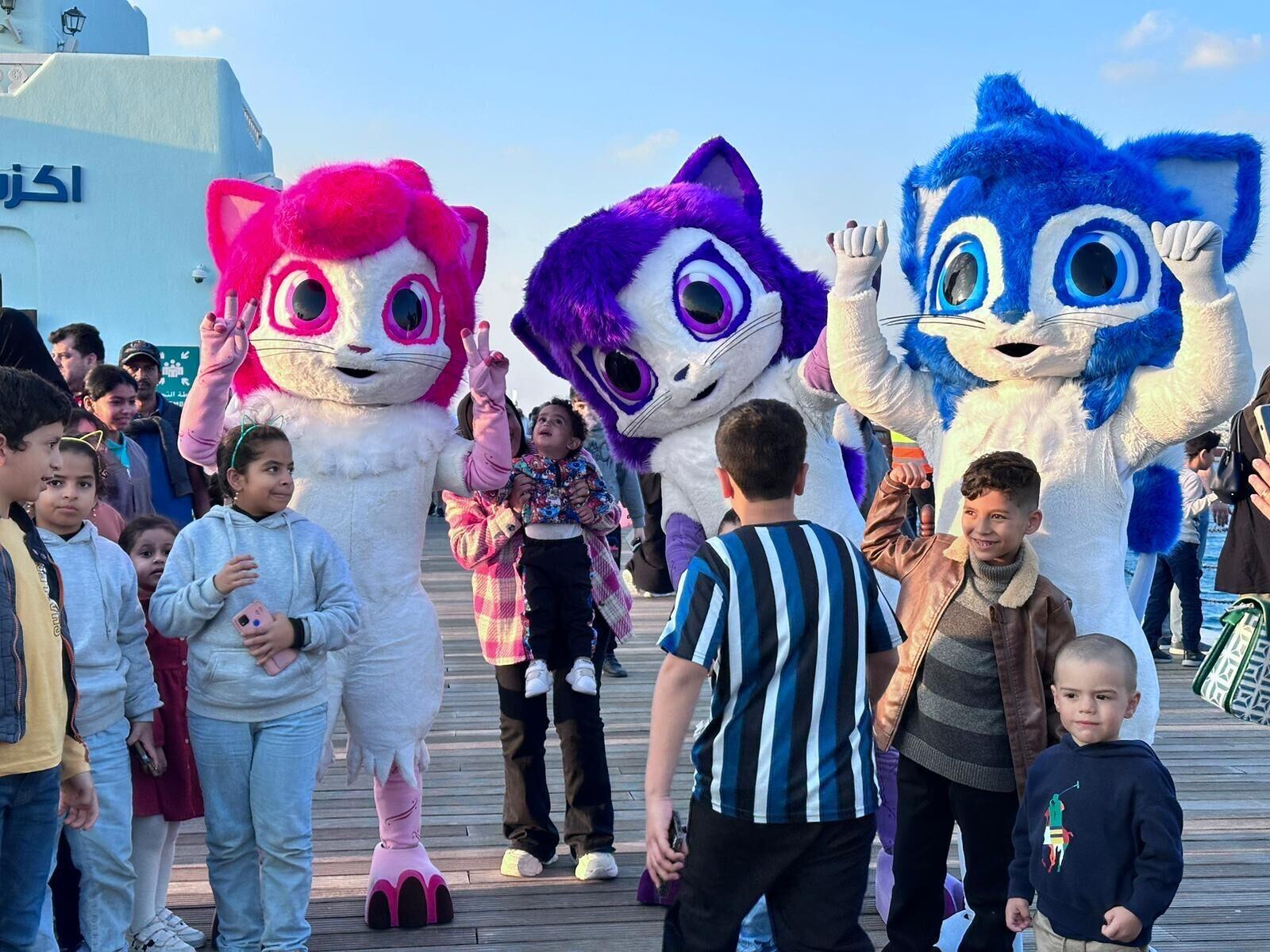 Mascots with families